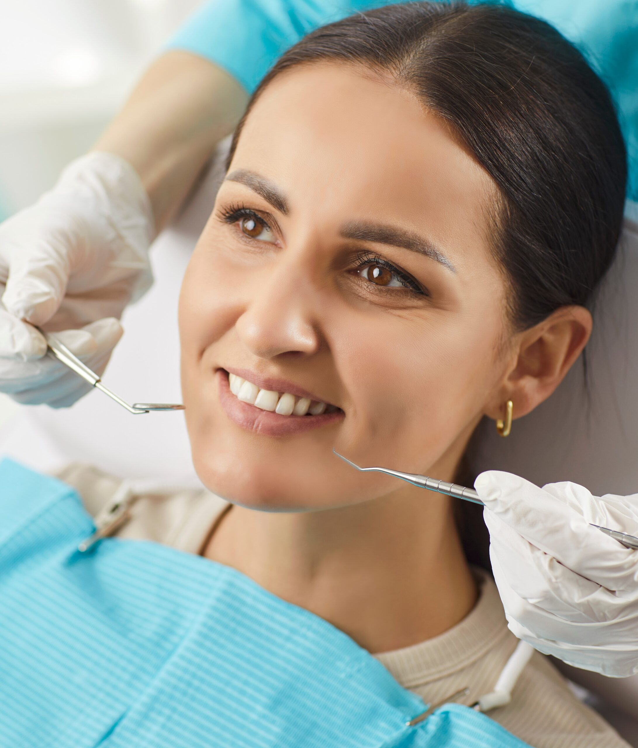 Stomatology clinic, perfect white toothy smile, whitening dental treatment procedure result, health